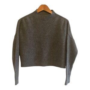 PILCRO Anthropologie 100% Cashmere Alani Sweater Size M Crop Gray Mock Neck